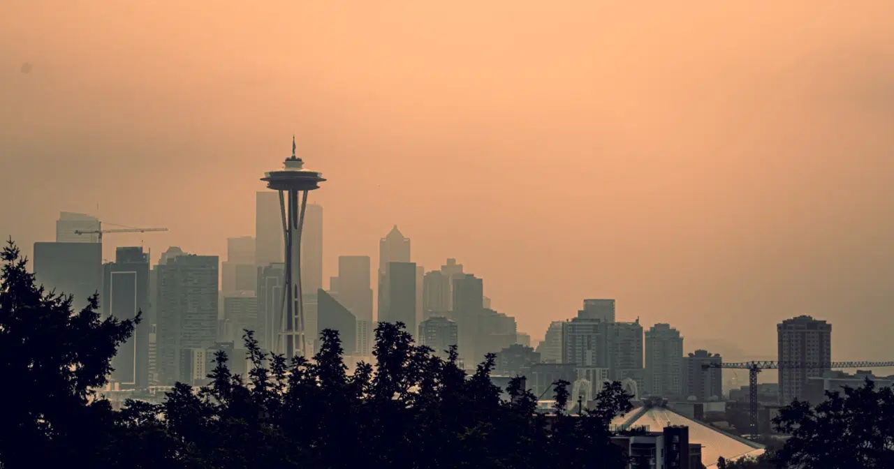 Smoky Seattle skyline